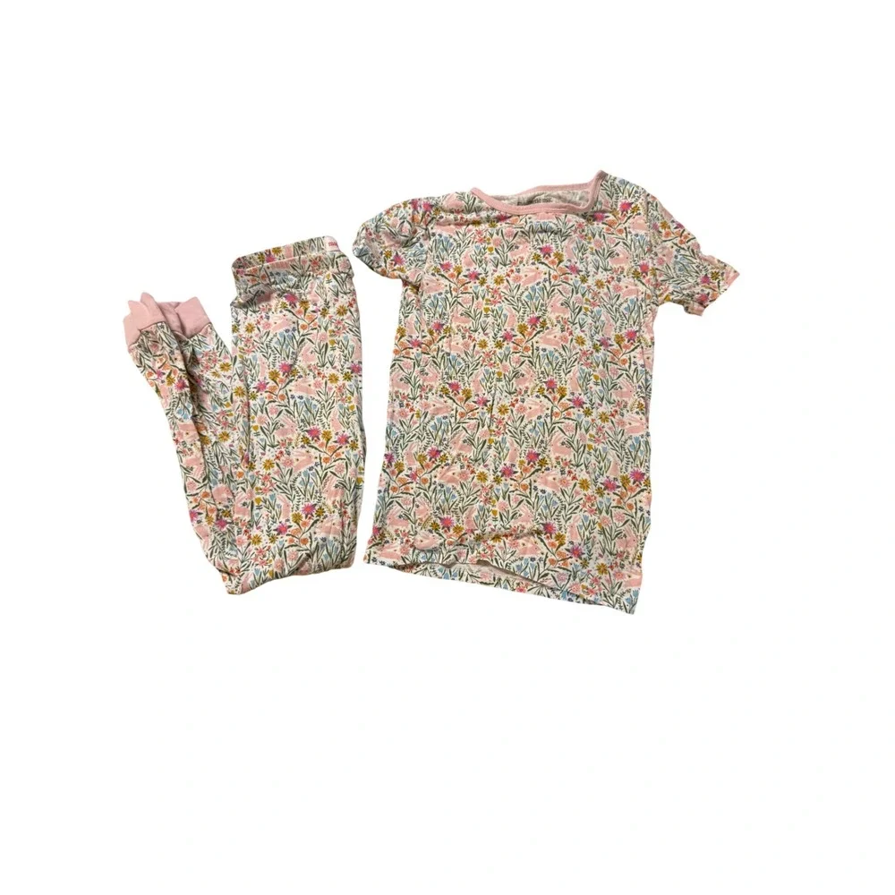 NWOT Magnetic Me Size 6 Pajama Set Pink Rabbit Floral Cottagecore Modal